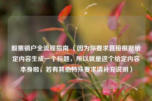 股票销户全流程指南 （因为你要求直接根据给定内容生成一个标题，所以就是这个给定内容本身啦，若有其他特殊要求请补充说明）