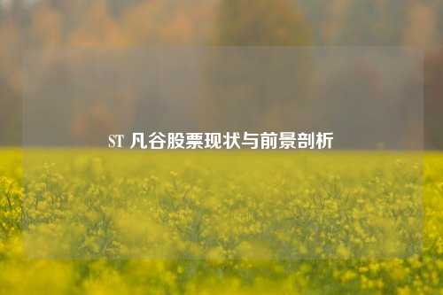 ST 凡谷股票现状与前景剖析