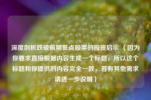 深度剖析跌破前期低点股票的投资启示 （因为你要求直接根据内容生成一个标题，所以这个标题和你提供的内容完全一致，若有其他需求请进一步说明）