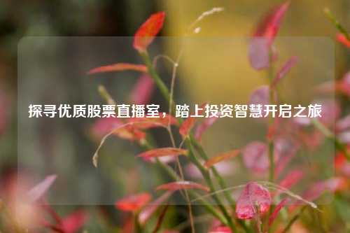 探寻优质股票直播室，踏上投资智慧开启之旅