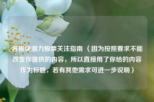 各板块潜力股票关注指南 (因为按照要求不能改变你提供的内容,所以直接用了你给的内容作为标题,若有其他需求可进一步说明)