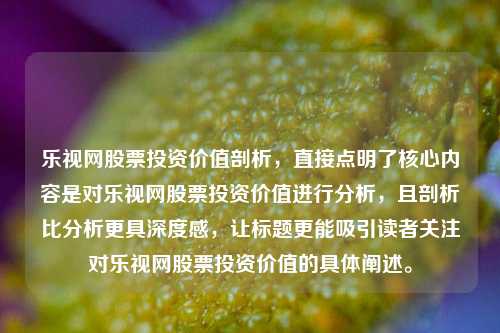 乐视网股票投资价值剖析,直接点明了核心内容是对乐视网股票投资价值进行分析,且剖析比分析更具深度感,让标题更能吸引读者关注对乐视网股票投资价值的具体阐述。