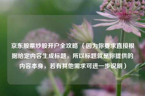京东股票炒股开户全攻略 （因为你要求直接根据给定内容生成标题，所以标题就是你提供的内容本身，若有其他需求可进一步说明）