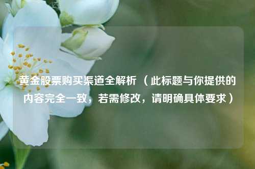 黄金股票购买渠道全解析 （此标题与你提供的内容完全一致，若需修改，请明确具体要求）