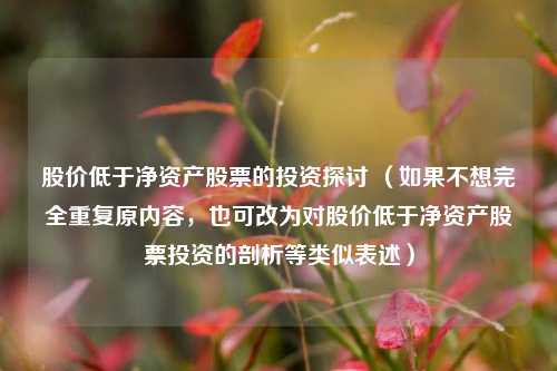 股价低于净资产股票的投资探讨 （如果不想完全重复原内容，也可改为对股价低于净资产股票投资的剖析等类似表述）