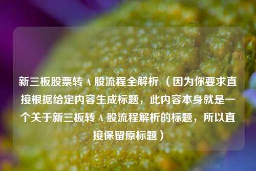 新三板股票转 A 股流程全解析 (因为你要求直接根据给定内容生成标题,此内容本身就是一个关于新三板转 A 股流程解析的标题,所以直接保留原标题)
