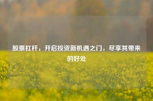 股票杠杆，开启投资新机遇之门，尽享其带来的好处