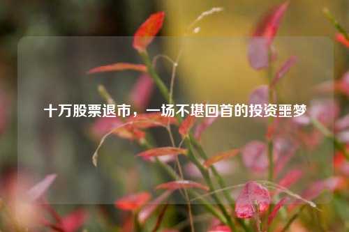 十万股票退市,一场不堪回首的投资噩梦