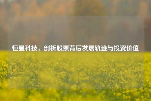 恒星科技,剖析股票背后发展轨迹与投资价值