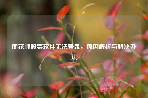 同花顺股票软件无法登录，原因解析与解决办法