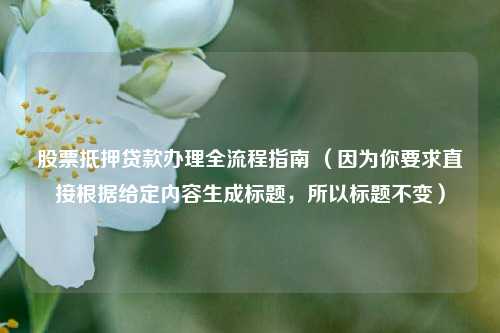 股票抵押贷款办理全流程指南 （因为你要求直接根据给定内容生成标题，所以标题不变）