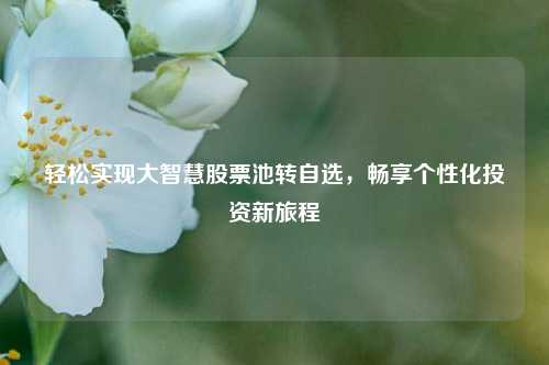 轻松实现大智慧股票池转自选,畅享个性化投资新旅程
