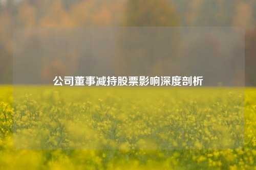 公司董事减持股票影响深度剖析