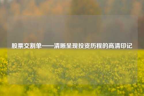 股票交割单——清晰呈现投资历程的高清印记