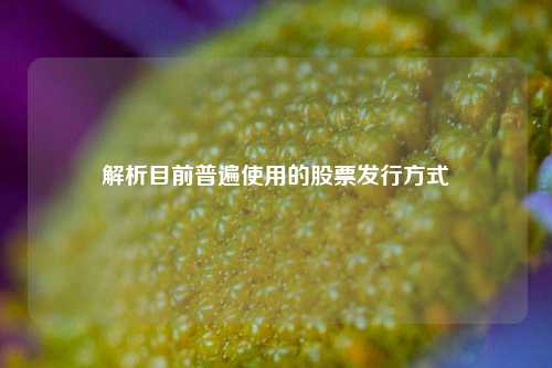 解析目前普遍使用的股票发行方式