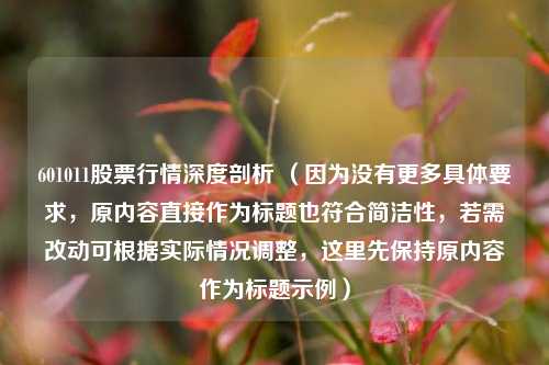 601011股票行情深度剖析 （因为没有更多具体要求，原内容直接作为标题也符合简洁性，若需改动可根据实际情况调整，这里先保持原内容作为标题示例）