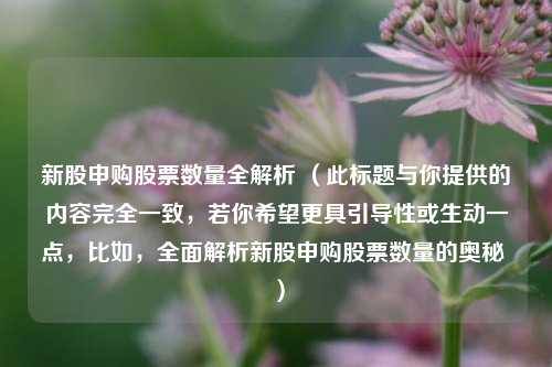 新股申购股票数量全解析 (此标题与你提供的内容完全一致,若你希望更具引导性或生动一点,比如,全面解析新股申购股票数量的奥秘 )