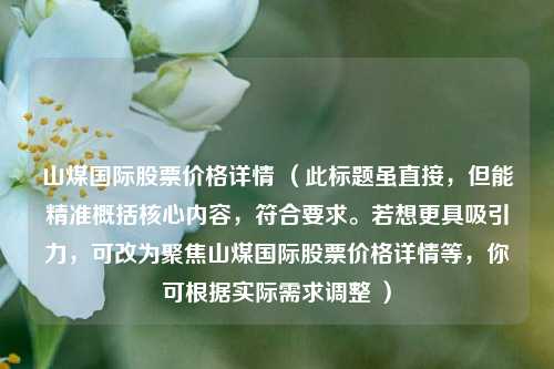 山煤国际股票价格详情 （此标题虽直接，但能精准概括核心内容，符合要求。若想更具吸引力，可改为聚焦山煤国际股票价格详情等，你可根据实际需求调整 ）