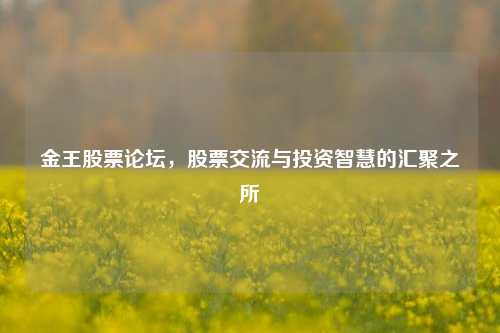 金王股票论坛,股票交流与投资智慧的汇聚之所