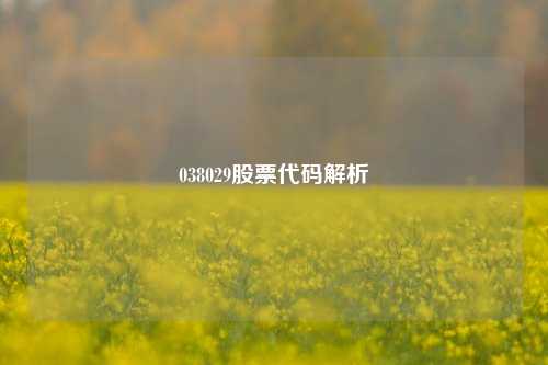 038029股票代码解析