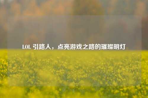LOL 引路人，点亮游戏之路的璀璨明灯