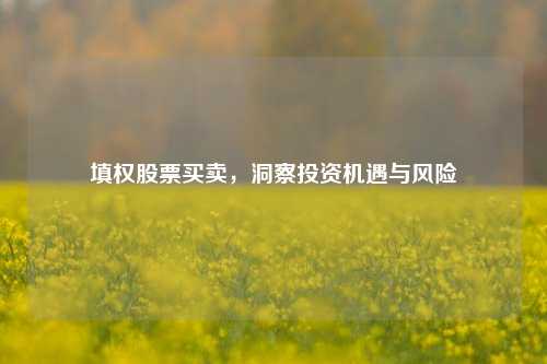 填权股票买卖，洞察投资机遇与风险