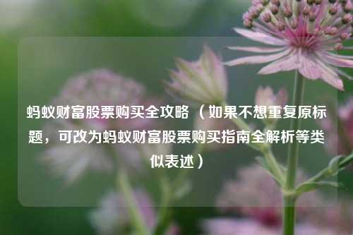 蚂蚁财富股票购买全攻略 （如果不想重复原标题，可改为蚂蚁财富股票购买指南全解析等类似表述）