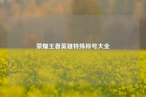 荣耀王者英雄特殊称号大全