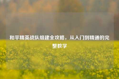 和平精英战队组建全攻略，从入门到精通的完整教学