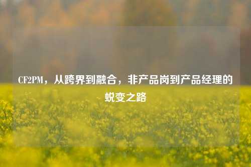 CF2PM,从跨界到融合,非产品岗到产品经理的蜕变之路