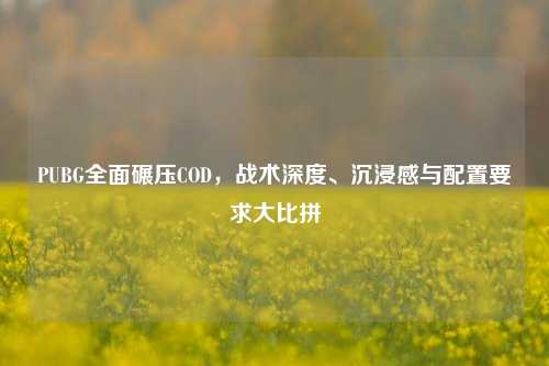 PUBG全面碾压COD，战术深度、沉浸感与配置要求大比拼