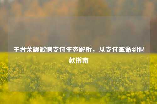 王者荣耀微信支付生态解析，从支付革命到退款指南