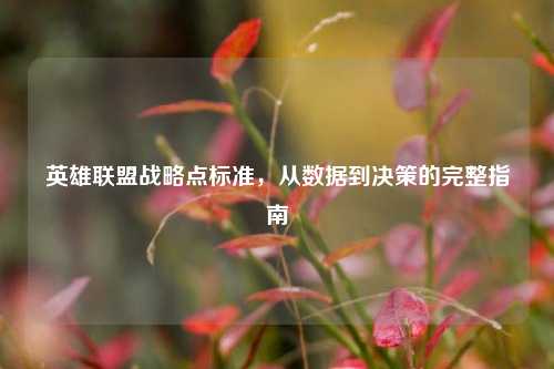 英雄联盟战略点标准,从数据到决策的完整指南