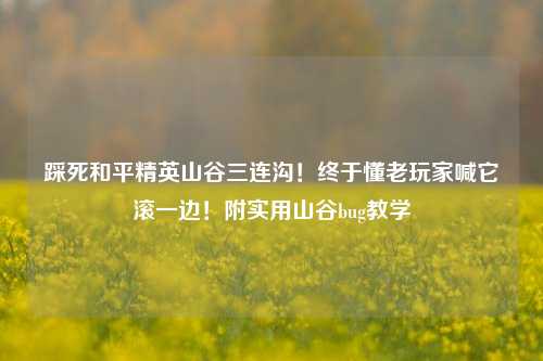 踩死和平精英山谷三连沟！终于懂老玩家喊它滚一边！附实用山谷bug教学
