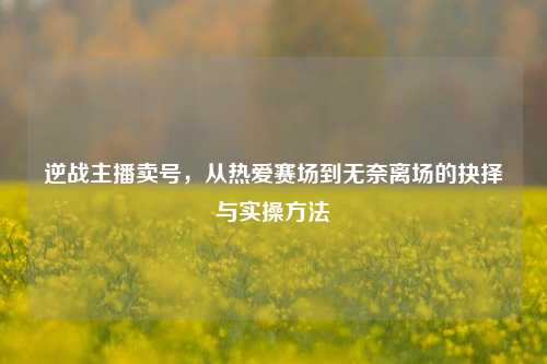 逆战主播卖号,从热爱赛场到无奈离场的抉择与实操方法