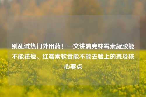 别乱试热门外用药!一文讲清克林霉素凝胶能不能祛痘、红霉素软膏能不能去脸上的斑及核心要点