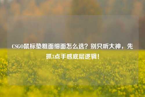 CSGO鼠标垫粗面细面怎么选?别只听大神,先抓3点手感底层逻辑!