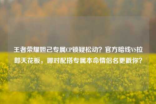 王者荣耀妲己专属CP锁疑松动?官方暗线VS拉郎天花板,哪对配搭专属本命情侣名更戳你?