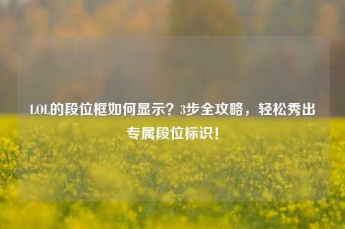 LOL的段位框如何显示?3步全攻略,轻松秀出专属段位标识!