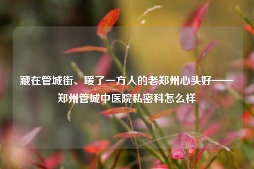 藏在管城街、暖了一方人的老郑州心头好——郑州管城中医院私密科怎么样