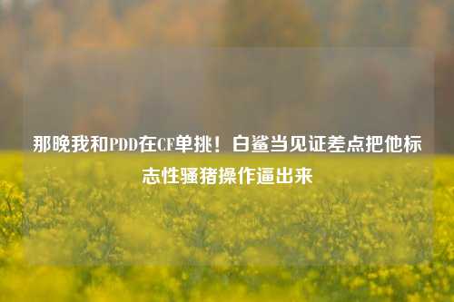 那晚我和PDD在CF单挑!白鲨当见证差点把他标志性骚猪操作逼出来