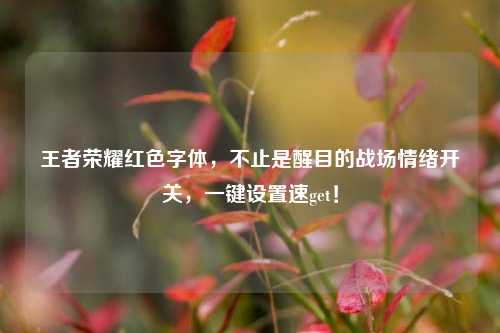 王者荣耀红色字体,不止是醒目的战场情绪开关,一键设置速get!