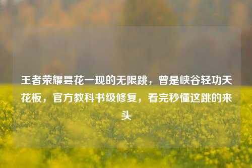 王者荣耀昙花一现的无限跳,曾是峡谷轻功天花板,官方教科书级修复,看完秒懂这跳的来头