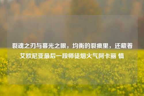裂魂之刃与暮光之眼,均衡的裂痕里,还藏着艾欧尼亚最后一段师徒烟火气阿卡丽 慎