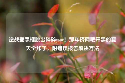 逆战登录框跳出碎碎your！那年挤网吧开黑的夏天全炸了，附错误报告解决方法