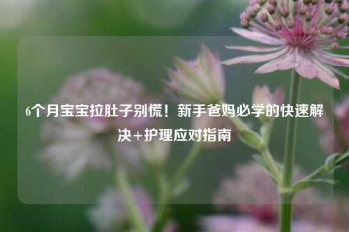 6个月宝宝拉肚子别慌!新手爸妈必学的快速解决+护理应对指南