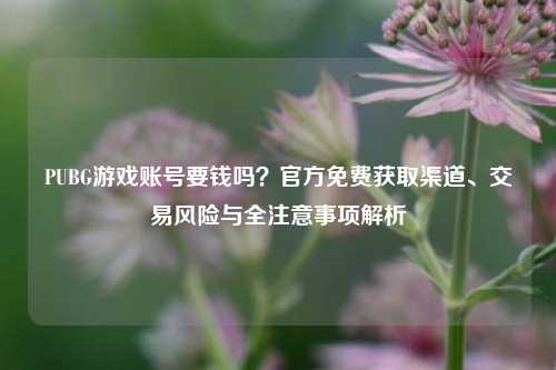 PUBG游戏账号要钱吗？官方免费获取渠道、交易风险与全注意事项解析