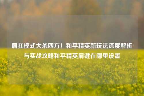 肩扛模式大杀四方!和平精英新玩法深度解析与实战攻略和平精英肩键在哪里设置