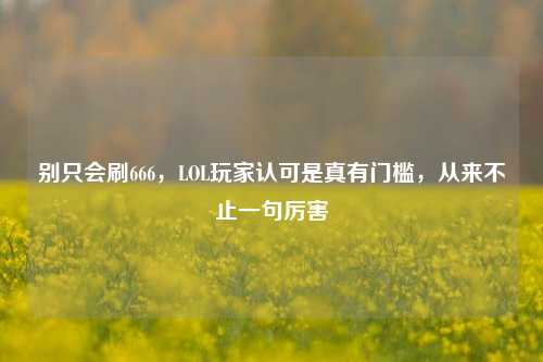 别只会刷666,LOL玩家认可是真有门槛,从来不止一句厉害