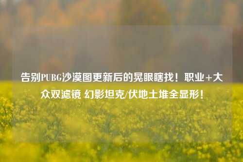 告别PUBG沙漠图更新后的晃眼瞎找!职业+大众双滤镜 幻影坦克/伏地土堆全显形!